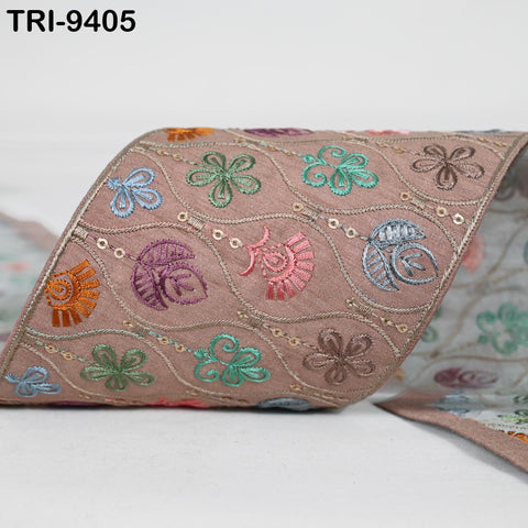 3 Yard Embroidery Ribbon Trim Saree Border DIY Crafting Sewing Throw Pillow Home Decor Embellishments Historic Costumes Junk Journals 10cm