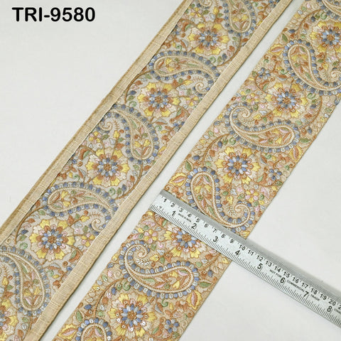 9 Yard Embroidery Ribbon Trim 10cm Saree Border DIY Crafting Sewing Throw Pillow Home Decor Embellishments Theatrical Costumes Junk Journals