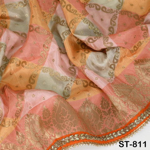 Indian Dupatta Silk Brocade Stole Scarf Women Evening Scarves Chunni Bridal Veil Punjabi Stoles Wraps Bridesmaid Long Scarves Christmas Gift