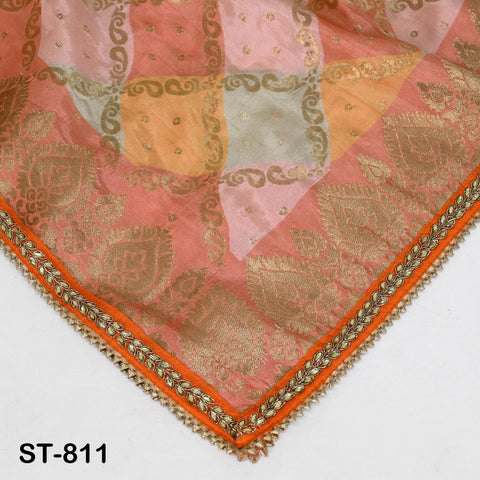 Indian Dupatta Silk Brocade Stole Scarf Women Evening Scarves Chunni Bridal Veil Punjabi Stoles Wraps Bridesmaid Long Scarves Christmas Gift