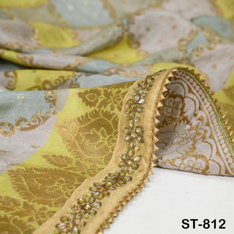 Indian Dupatta Silk Brocade Stole Scarf Women Evening Scarves Chunni Bridal Veil Punjabi Stoles Wraps Bridesmaid Long Scarves Christmas Gift