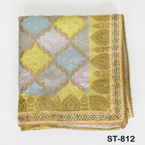 Indian Dupatta Silk Brocade Stole Scarf Women Evening Scarves Chunni Bridal Veil Punjabi Stoles Wraps Bridesmaid Long Scarves Christmas Gift
