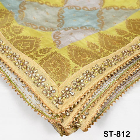 Indian Dupatta Silk Brocade Stole Scarf Women Evening Scarves Chunni Bridal Veil Punjabi Stoles Wraps Bridesmaid Long Scarves Christmas Gift