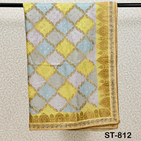 Indian Dupatta Silk Brocade Stole Scarf Women Evening Scarves Chunni Bridal Veil Punjabi Stoles Wraps Bridesmaid Long Scarves Christmas Gift
