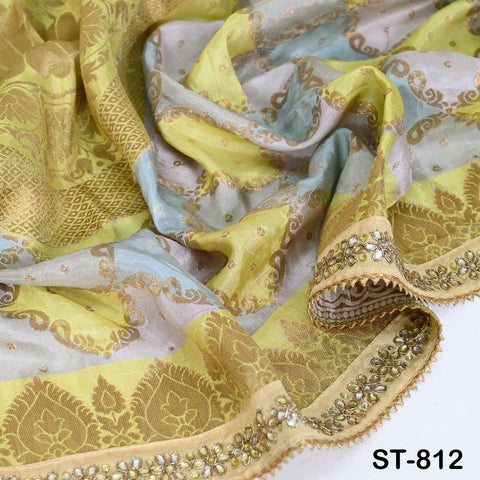 Indian Dupatta Silk Brocade Stole Scarf Women Evening Scarves Chunni Bridal Veil Punjabi Stoles Wraps Bridesmaid Long Scarves Christmas Gift