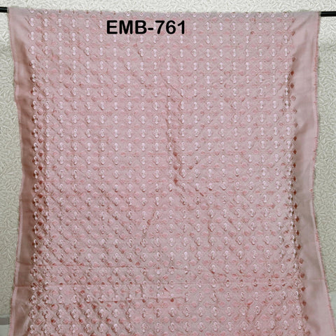 Pink Embroidered Fabric by the yard Sewing Crafting Indian Embroidery Textile Regency Reticules, Victorian Handbags, Clutches, Junk Journals