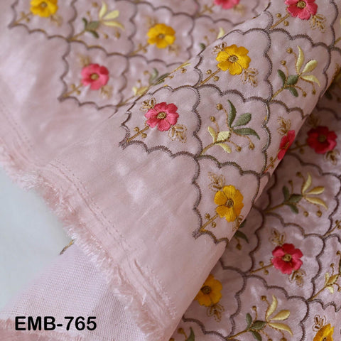 Pink Embroidery Fabric by the yard Sewing DIY Crafting Indian Wedding Dress Costumes Bag Throw Pillow Home Decor Embroidered Textiles Cloth