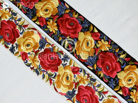 9 Yard Embroidery Trim 8cm Floral Indian Sari Border DIY Crafting Saree Sewing Decorative Beach Bag Trimmings Dresses Ribbons Junk Journals
