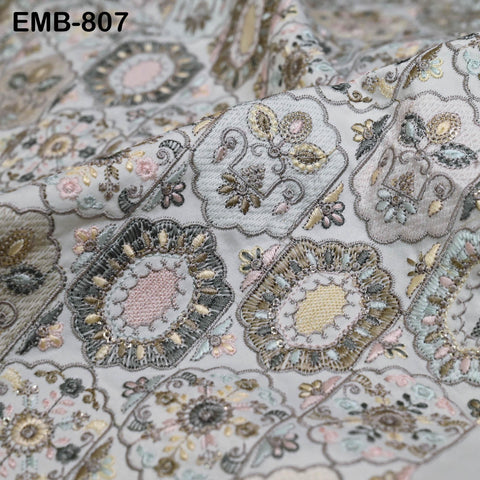 Off White Embroidered Fabric by the yard Sewing DIY Crafting Embroidery Dresses Costumes Regency Reticules Victorian Handbags Junk Journals