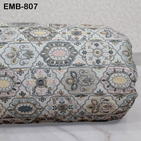 Off White Embroidered Fabric by the yard Sewing DIY Crafting Embroidery Dresses Costumes Regency Reticules Victorian Handbags Junk Journals