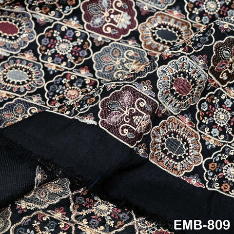 Embroidered Fabric by the yard Sewing Crafting Indian Embroidery Dresses Medieval Costumes Regency Reticules Victorian Handbags Junk Journal