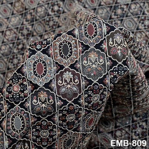 Embroidered Fabric by the yard Sewing Crafting Indian Embroidery Dresses Medieval Costumes Regency Reticules Victorian Handbags Junk Journal