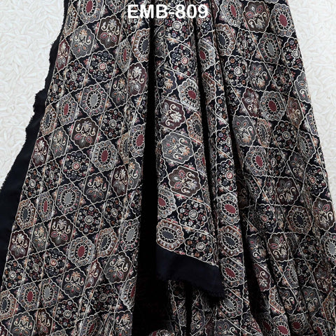 Embroidered Fabric by the yard Sewing Crafting Indian Embroidery Dresses Medieval Costumes Regency Reticules Victorian Handbags Junk Journal