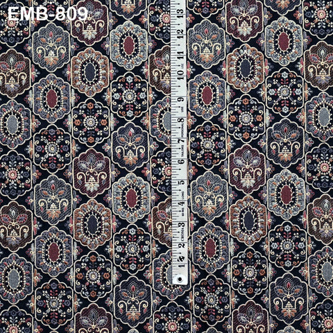 Embroidered Fabric by the yard Sewing Crafting Indian Embroidery Dresses Medieval Costumes Regency Reticules Victorian Handbags Junk Journal