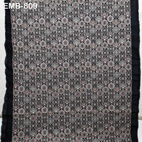 Embroidered Fabric by the yard Sewing Crafting Indian Embroidery Dresses Medieval Costumes Regency Reticules Victorian Handbags Junk Journal