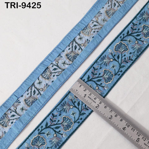 9 Yard Embroidery Trim Ribbon 5cm Sari Border Saree Embellishments Sewing DIY Crafting Costumes Headband Dog Collar Tote Bags Junk Journals