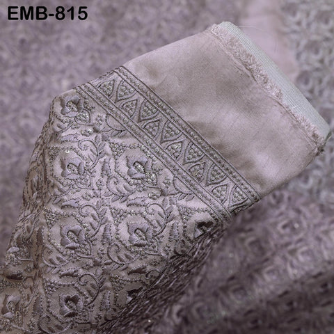 Mauve Embroidered Fabric by the yard Sewing DIY Crafting Indian Embroidery Wedding Dresses Historical Costumes Waistcoats Longline Jackets