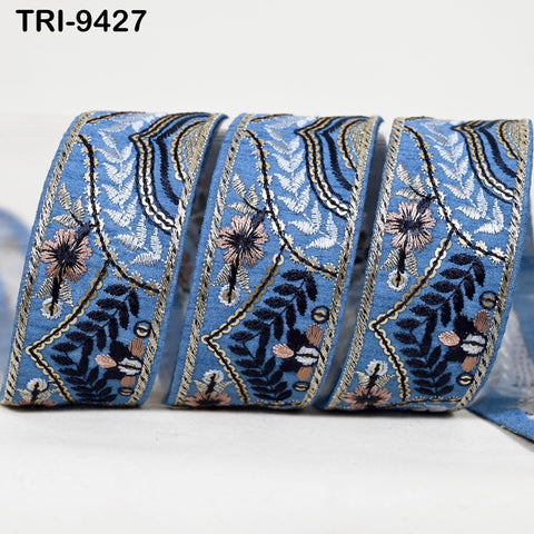 9 Yard Embroidery Trim Fabric 35mm Embellishment Sari Ribbon Sewing DIY Crafting Border Indian Embroidered Trimming Cushion Laces Home Decor