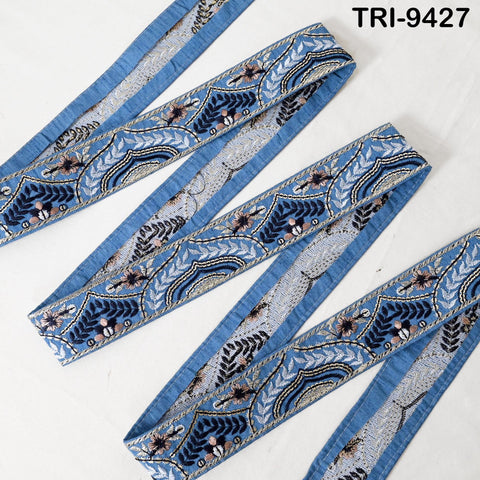 9 Yard Embroidery Trim Fabric 35mm Embellishment Sari Ribbon Sewing DIY Crafting Border Indian Embroidered Trimming Cushion Laces Home Decor