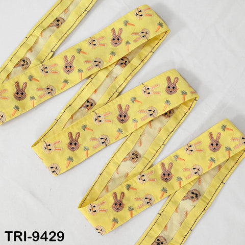 9 Yard Rabbits Embroidery Trim Ribbon 5cm Sari Border Embellishments DIY Crafting Costumes Headband Cats Dogs Collar Tote Bags Junk Journals