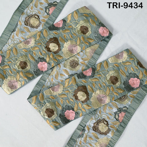 9 Yard Embroidered 10cm Fabric Trim Indian Embroidery Sari Border Crafting Saree Sewing Decorative Beach Bag Cushions Trimmings Ribbons Tape