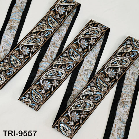 3 Yard Black Embroidery Trims Ribbons Indian Sari Border Embroidered DIY Crafting Sewing Costumes Tablecloth Lampshade Home Decor Trim 50mm