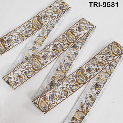 9 Yard White 50mm Embroidery Trims Ribbons Indian Sari Border Embroidered DIY Crafting Sewing Costumes Tablecloth Lampshade Pets Accessory