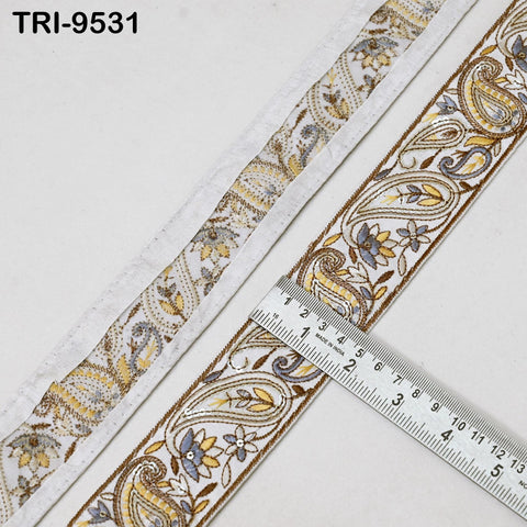 9 Yard White 50mm Embroidery Trims Ribbons Indian Sari Border Embroidered DIY Crafting Sewing Costumes Tablecloth Lampshade Pets Accessory
