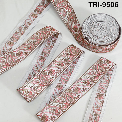 9 Yard Embroidery Trims Ribbons White Paisley Indian Sari Border Embroidered Crafting Sew Costumes Tablecloth Lampshade Pets Accessories 5cm