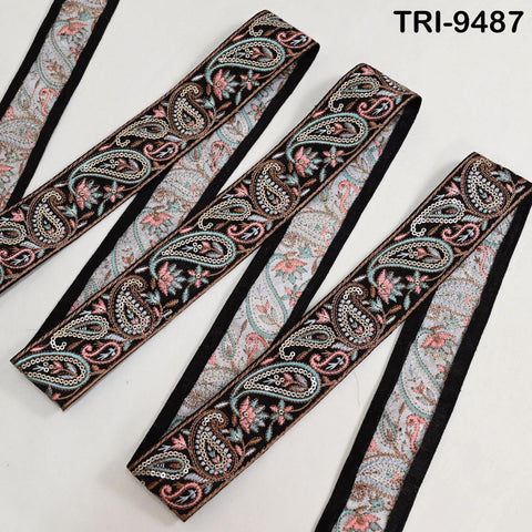 9 Yard Embroidery Trims Ribbons Black Paisley Indian Sari Border Embroidered Crafting Sew Costumes Tablecloth Lampshade Pets Accessories 5cm