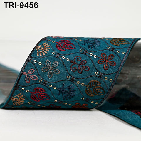 9 Yard Embroidery Ribbon Trim 10cm Saree Border DIY Crafting Sewing Throw Pillow Home Decor Embellishments Historic Costumes Junk Journals