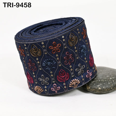 9 Yard Embroidery Ribbon Trim 10cm Saree Border DIY Crafting Sewing Throw Pillow Home Decor Embellishments Historic Costumes Junk Journals