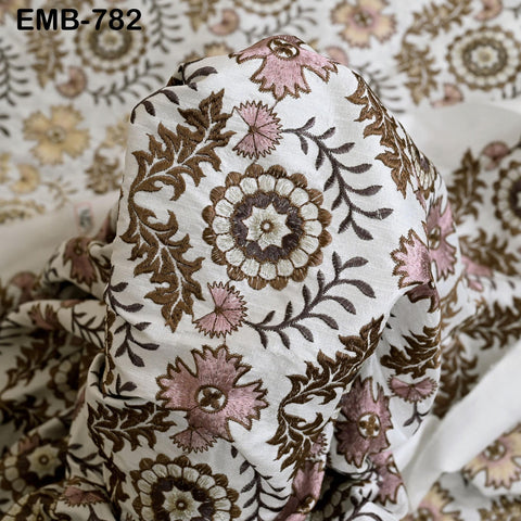 Pink Embroidered Fabric by the yard Embroidery Wedding Dresses Theatrical Historical Regency Reticules, Victorian Handbags Junk Journals