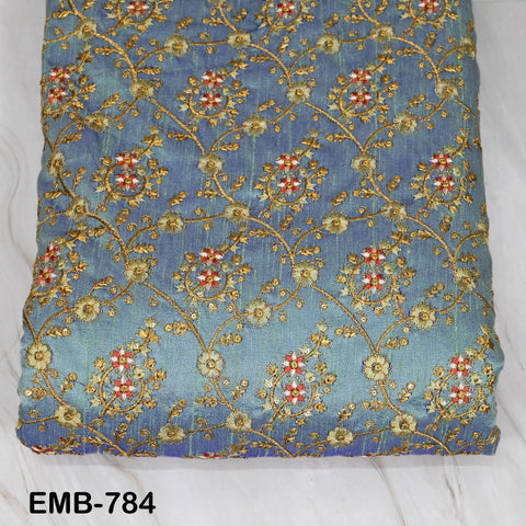 Indian Embroidered Fabric by the yard Sewing Crafting Wedding Dress Embroidery Costumes Blouses Mid Length Coats Short Jackets Curtain