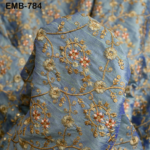 Indian Embroidered Fabric by the yard Sewing Crafting Wedding Dress Embroidery Costumes Blouses Mid Length Coats Short Jackets Curtain