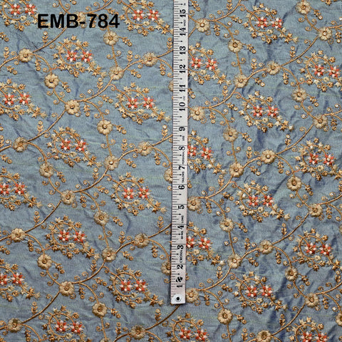 Indian Embroidered Fabric by the yard Sewing Crafting Wedding Dress Embroidery Costumes Blouses Mid Length Coats Short Jackets Curtain