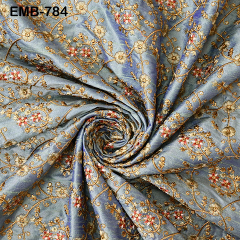 Indian Embroidered Fabric by the yard Sewing Crafting Wedding Dress Embroidery Costumes Blouses Mid Length Coats Short Jackets Curtain