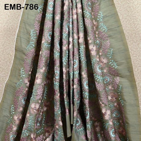 Dusty Mauve Embroidered Fabric by the yard Embroidery Wedding Dress Theatrical Historical Regency Reticules Victorian Handbags Junk Journals