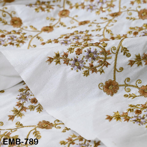 Indian Ivory Embroidered Fabric by the yard Sewing Crafting Wedding Dress Embroidery Costumes Blouses Mid Length Coats Short Jackets Curtain