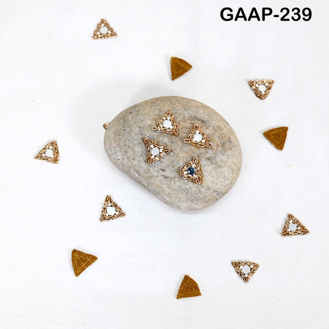 close up of Antque gold zari embroidered with mirror work appliques on a stone Gaap239