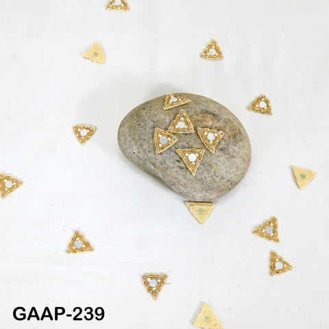 close up of Gold zari embroidered with mirror work appliques on a stone Gaap239