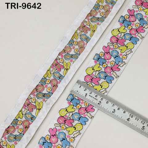 9 Yard White Embroidery Ribbon Trim Teddy Bears Indian Sari Border DIY Crafting Sewing Bag Straps for Kids Junk Journals Pet Accessories 5cm
