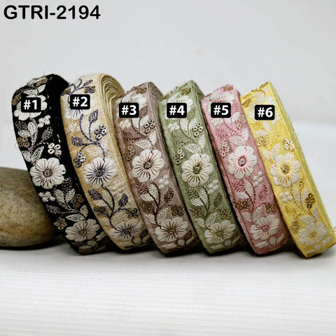 9 Yard 25 mm Embroidery Ribbon for Kids Crafting Sewing Costumes Dog Collar Tote Bags, Lampshades, Holidays Decor Embroidered Embellishment