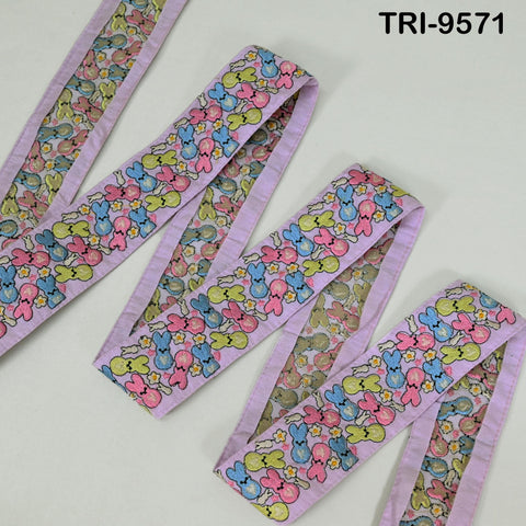 9 Yard Lavender Embroidery Ribbon Trim Teddy Bears Indian Sari Border Crafting Sewing Bag Straps for Kids Junk Journals Pets Accessories 5cm