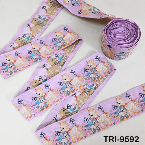 1 Meter Unicorn Embroidery Ribbon 8cm Indian Embroidered Fabric Trim Laces Sari Border Sewing Kids Accessory Junk Journals DIY Crafting