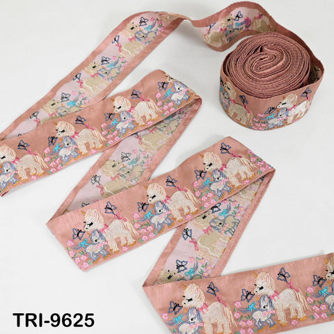9 Yard Unicorn Embroidery Ribbon 8cm Indian Embroidered Fabric Trim Laces Sari Border Sewing Kids Accessory Junk Journals DIY Crafting