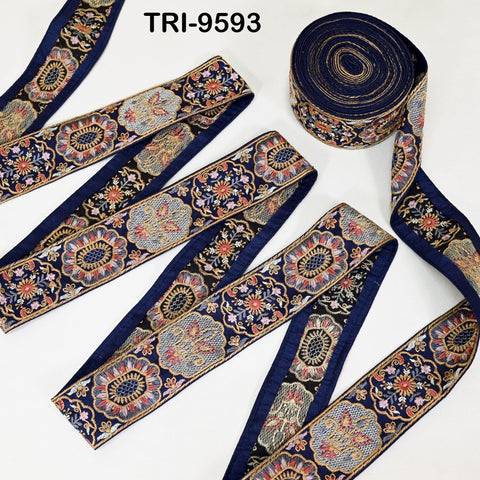 9 Yard Indian Ribbon Embellishment Embroidery Fabric 5cm Trim Embroidered Dog Collars Crafting Costumes Wedding Dress Beach Bag, Shoe making