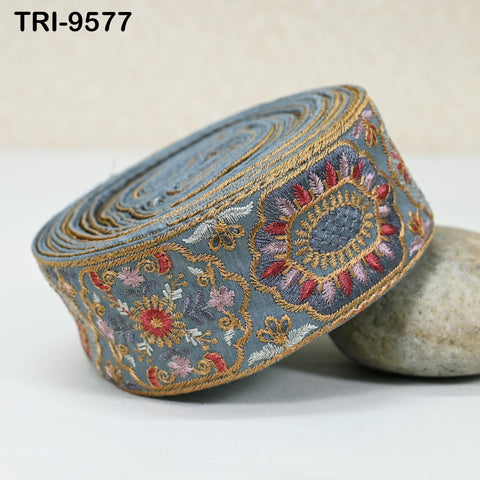 9 Yard Indian Ribbon Embellishment Embroidery Fabric 5cm Trim Embroidered Dog Collars Crafting Costumes Wedding Dress Beach Bag, Shoe making