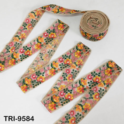 9 Yard Embroidery Ribbons Indian 5cm Trim DIY Crafting Hair Accessories Sari Border Wedding Sewing Dress Embroidered Embellishment Trimmings