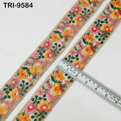 9 Yard Embroidery Ribbons Indian 5cm Trim DIY Crafting Hair Accessories Sari Border Wedding Sewing Dress Embroidered Embellishment Trimmings